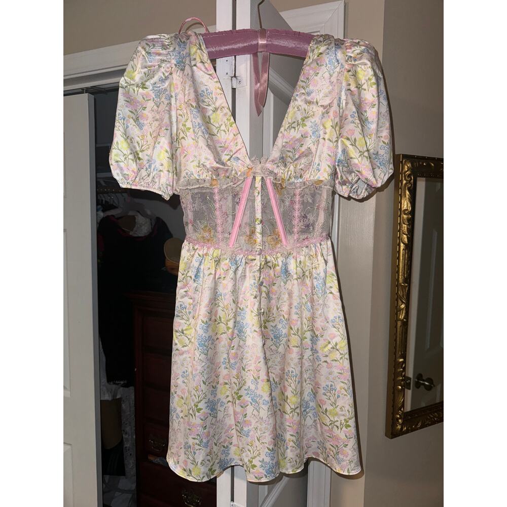 Garden Glitter Cap Sleeve Slip Mini Dress For Love and Lemons XXS
